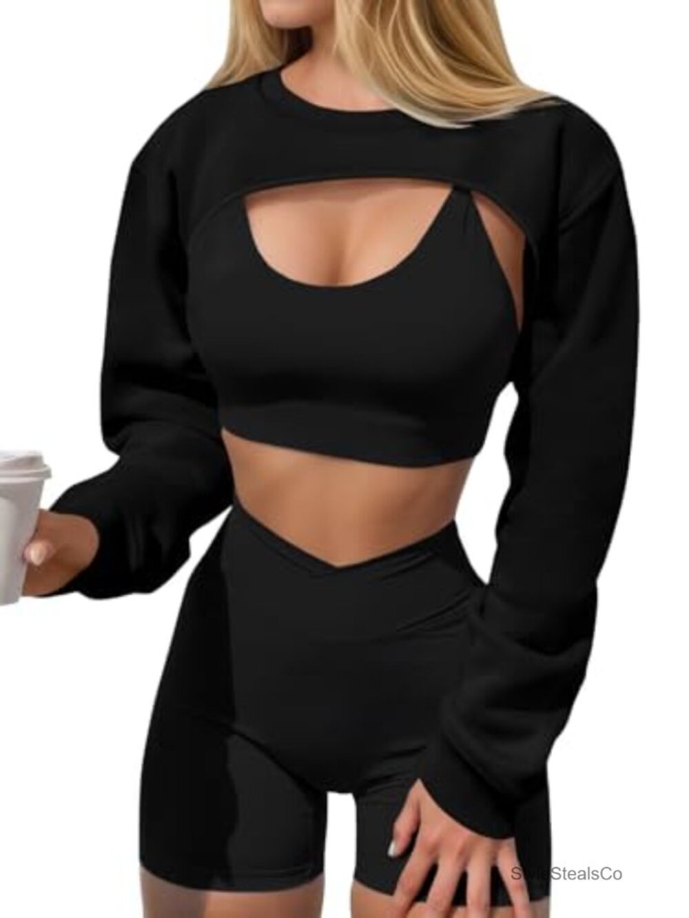 Women's Cropped Shrug Sweatshirt Long Sleeve Y2K Bolero Cover Up Loose Fit
